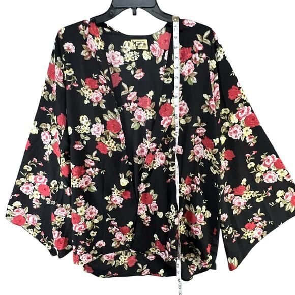Show Me Your Mumu Kimono Womens S Black Floral Open Front Cover Up Boho Chic - Picture 6 of 10
